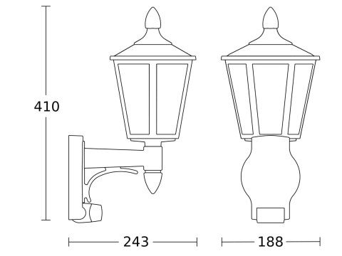 Lampa elewacyjna z czujnikiem ruchu i zmierzchu Steinel L 16 S PIR max.20W w Led E27 IP44 IK03 230V czarna / tworzywo sztuczne