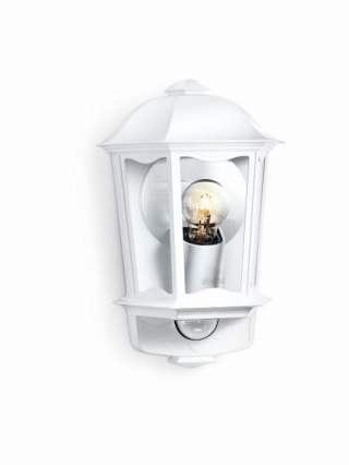 Lampa elewacyjna z czujnikiem ruchu i zmierzchu Steinel L 190 S E27 PIR max 100W IP44 IK03 230V biała / szkło /aluminium