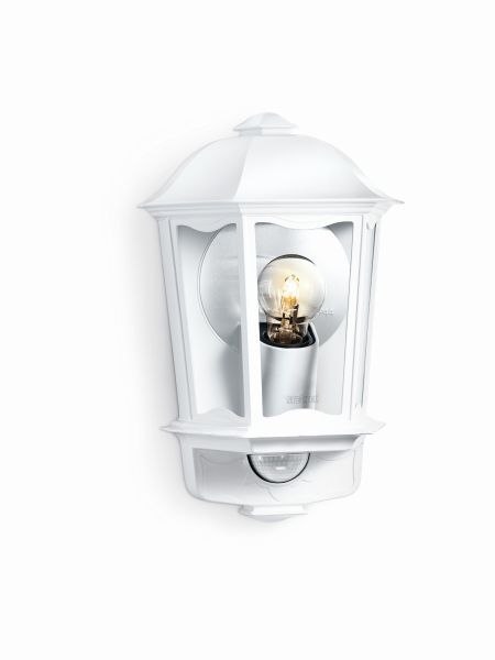 Lampa elewacyjna z czujnikiem ruchu i zmierzchu Steinel L 190 S E27 PIR max 100W IP44 IK03 230V biała / szkło /aluminium