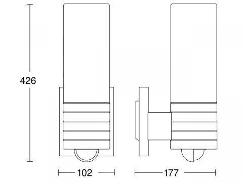 Lampa elewacyjna z czujnikiem ruchu i zmierzchu Steinel L 260 S LED PIR 9,87W 3000K 703lm IP44 IK03 230V srebrna / stal nierdzew