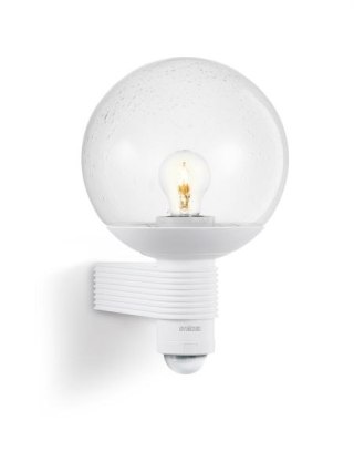 Lampa elewacyjna z czujnikiem ruchu i zmierzchu Steinel L 400 S PIR max.60W E27 IP44 IK03 230V biała / szkło /tworzywo sztuczne