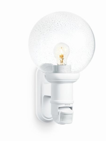 Lampa elewacyjna z czujnikiem ruchu i zmierzchu Steinel L 560 S PIR max.60W E27 IP44 IK03 230V biała / szkło /tworzywo sztuczne