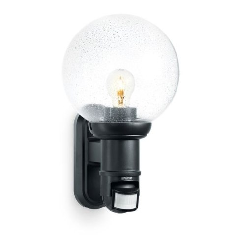 Lampa elewacyjna z czujnikiem ruchu i zmierzchu Steinel L 560 S PIR max.60W E27 IP44 IK03 230V czarna / szkło /tworzywo sztuczne