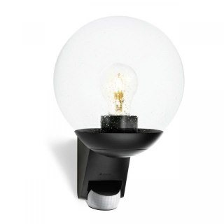 Lampa elewacyjna z czujnikiem ruchu i zmierzchu Steinel L 585 S PIR max.60W E27 IP44 IK03 230V czarna / szkło / tworzywo sztuczn