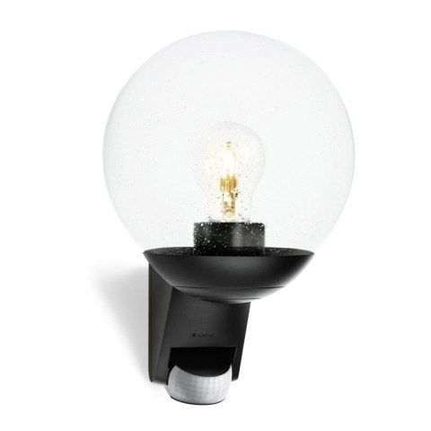 Lampa elewacyjna z czujnikiem ruchu i zmierzchu Steinel L 585 S PIR max.60W E27 IP44 IK03 230V czarna / szkło / tworzywo sztuczn