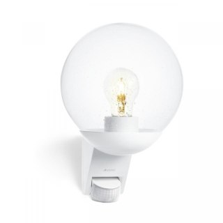 Lampa elewacyjna z czujnikiem ruchu i zmierzchu Steinel L 595 S PIR max.60W E27 IP44 IK03 230V biała / szkło /tworzywo sztuczne