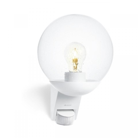 Lampa elewacyjna z czujnikiem ruchu i zmierzchu Steinel L 595 S PIR max.60W E27 IP44 IK03 230V biała / szkło /tworzywo sztuczne