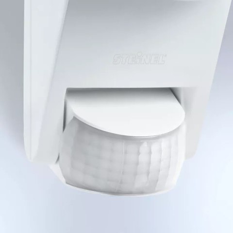 Lampa elewacyjna z czujnikiem ruchu i zmierzchu Steinel L 595 S PIR max.60W E27 IP44 IK03 230V biała / szkło /tworzywo sztuczne
