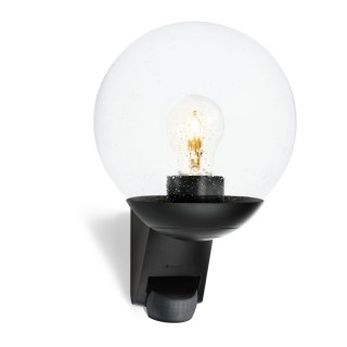 Lampa elewacyjna z czujnikiem ruchu i zmierzchu Steinel L 595 S PIR max.60W E27 IP44 IK03 230V czarna / szkło / tworzywo sztuczn