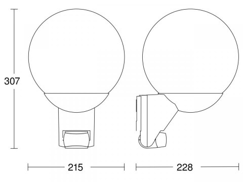 Lampa elewacyjna z czujnikiem ruchu i zmierzchu Steinel L 595 S PIR max.60W E27 IP44 IK03 230V czarna / szkło / tworzywo sztuczn