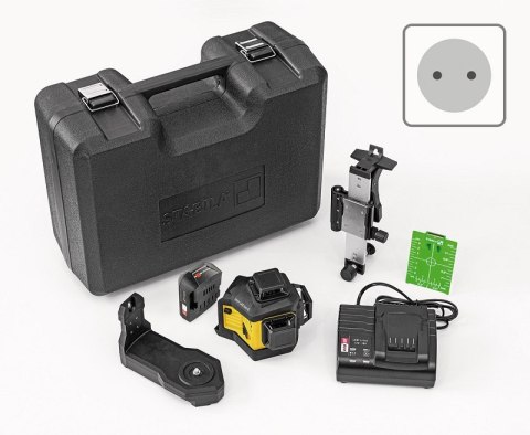 Laser wieloliniowy LAX 600G, system 12 V, zestaw 7-częściowy, z akumulatorem i ładowarką