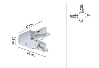Łącznik szynowy L URail system 230V chrom matowy / metal