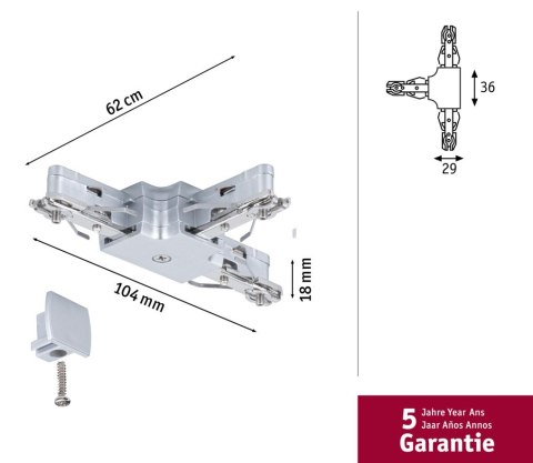 Łącznik szynowy T URail system 230V chrom matowy / metal
