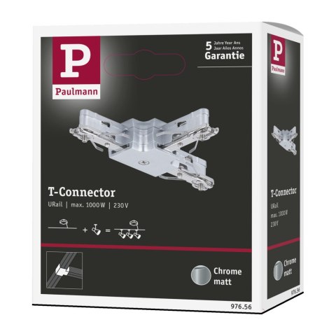 Łącznik szynowy T URail system 230V chrom matowy / metal