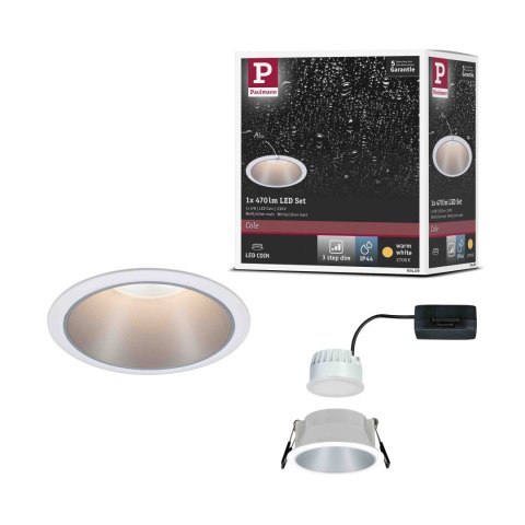 Oprawa do wbudowania COLE COIN LED 3-STEP DIM 1x6W 470lm 2700K IP44 230V biały / srebrny matowy