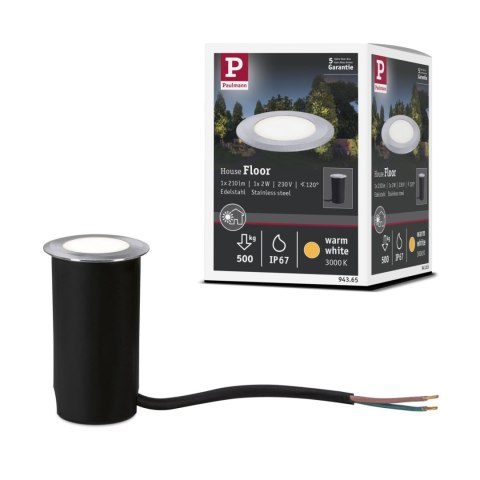 Oprawa do wbudowania HOUSE LED 2W 60lm 3000K IP67 okrągła 230V szczotkowane zelazo / stal nierdzewna
