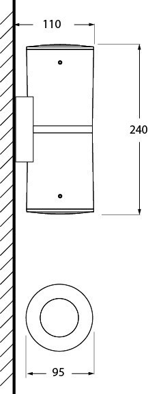 Oprawa elewacyjna FRANCA 90-2L WALL FROSTED Fumagalli GU10 LED CCT 2x4,8W 240 mm 2700K/4000K SET IP55 góra/dół 230V czarny / two