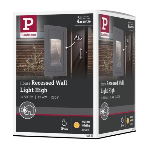 Oprawa elewacyjna HIGH 4W 3000K 500lm IP44 230V czarny / aluminium