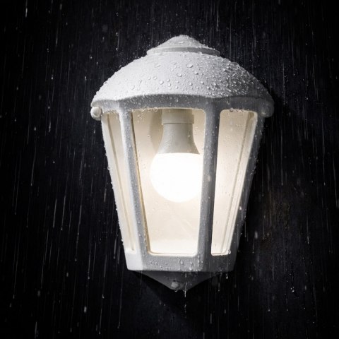 Oprawa elewacyjna kinkiet FABIO WHITE CLEAR Fumagalli E27 wys.290mm, szer.215/120 mm IP55 230V biały / tworzywo sztuczne