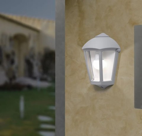 Oprawa elewacyjna kinkiet FABIO WHITE CLEAR Fumagalli E27 wys.290mm, szer.215/120 mm IP55 230V biały / tworzywo sztuczne