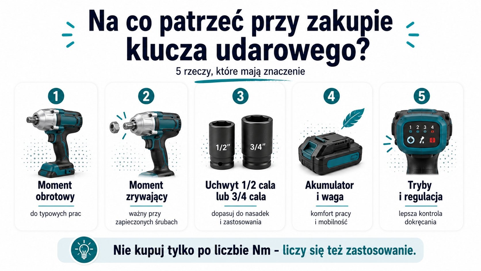 Klucz udarowy 1/2 cala i 3/4 cala do r&oacute;żnych prac