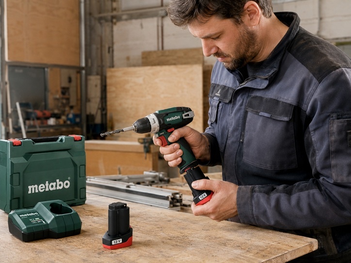 Zestaw Metabo PowerMaxx BS Basic z dwoma akumulatorami 12 V, ładowarką LC 12 i walizką