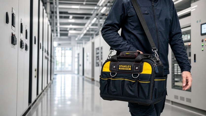 Monter przenoszący torbę narzędziową STANLEY FATMAX FMST1-73607 na pasku naramiennym